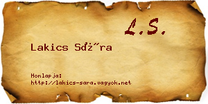 Lakics Sára névjegykártya